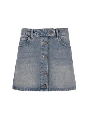 a-line button-up denim mini skirt