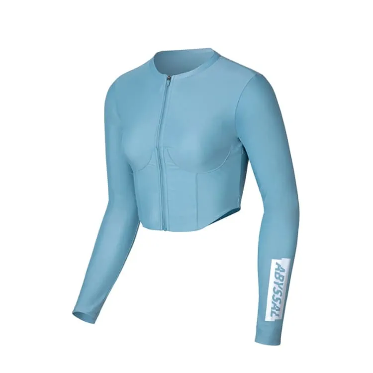 Barrel Womens Abyssal Crop ZipUp Rashguard-BLUE