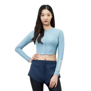 Barrel Womens Abyssal Crop ZipUp Rashguard-BLUE