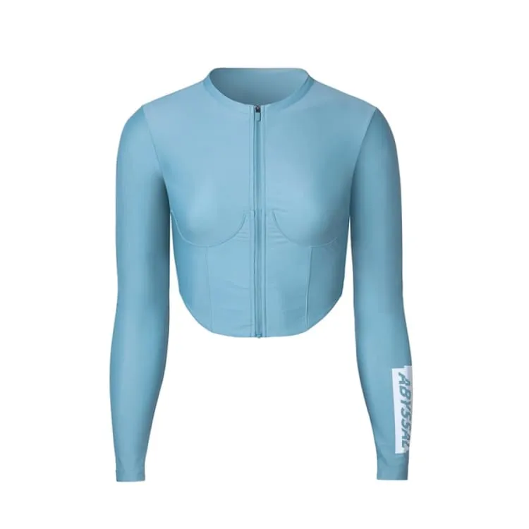 Barrel Womens Abyssal Crop ZipUp Rashguard-BLUE