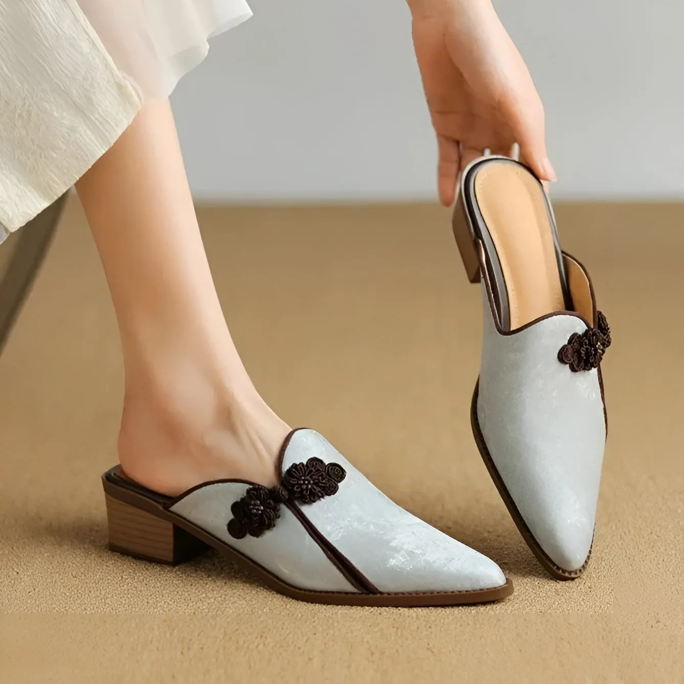 Cleste Leather Mules