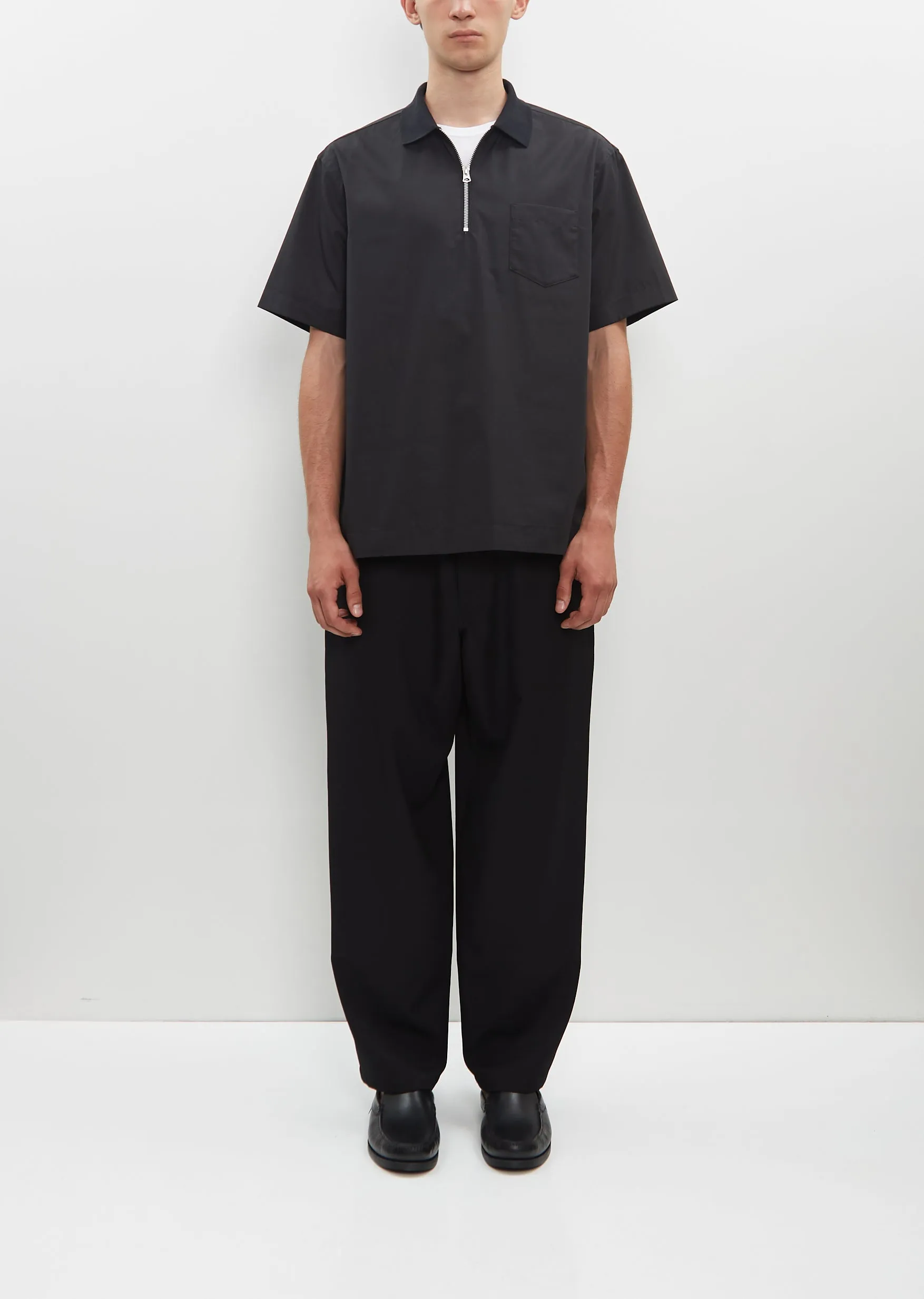 Cotton Poplin Polo Shirt — Black