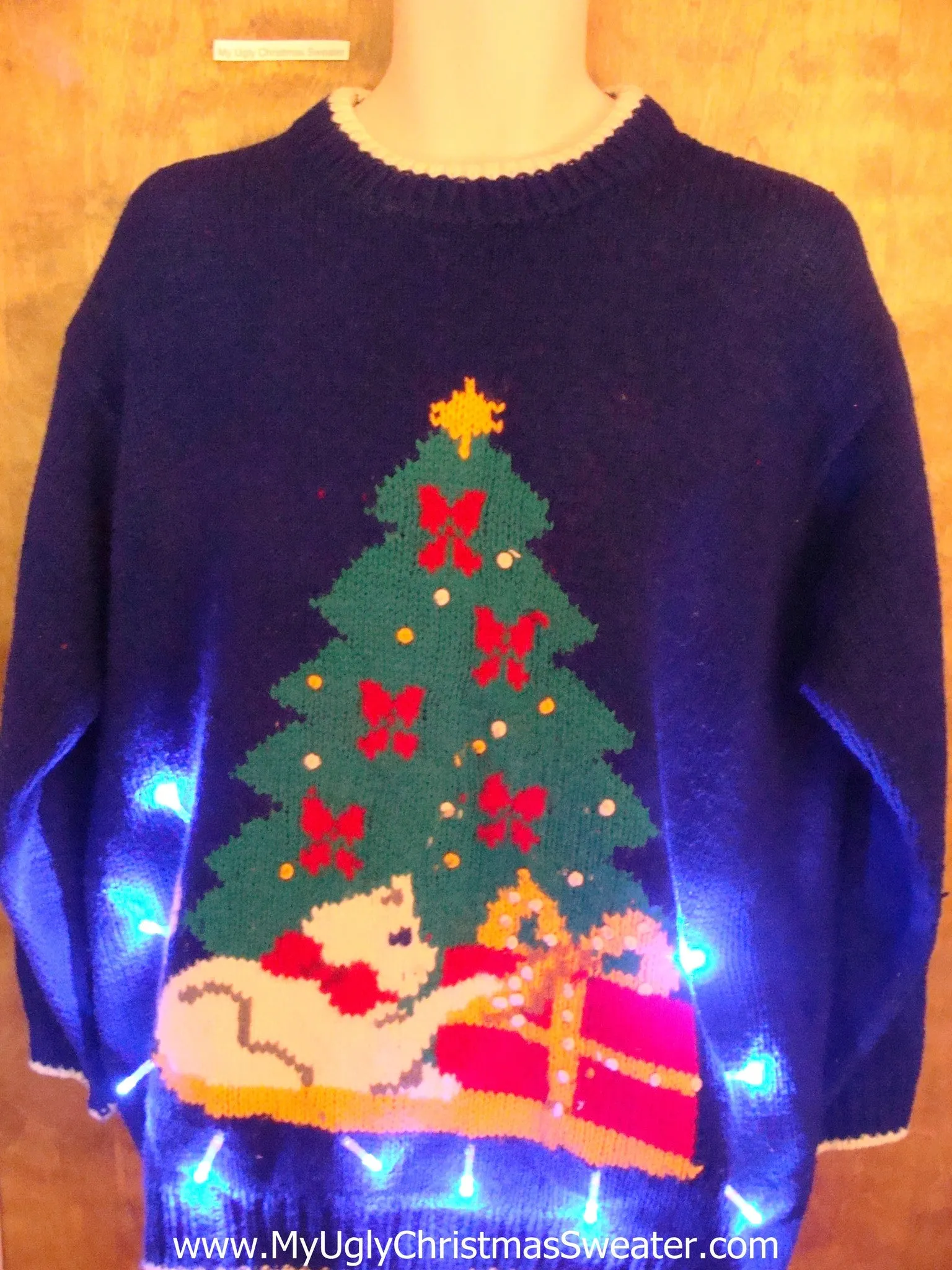Crazy Cat Lady 80s Best Light Up Ugly Xmas Sweater