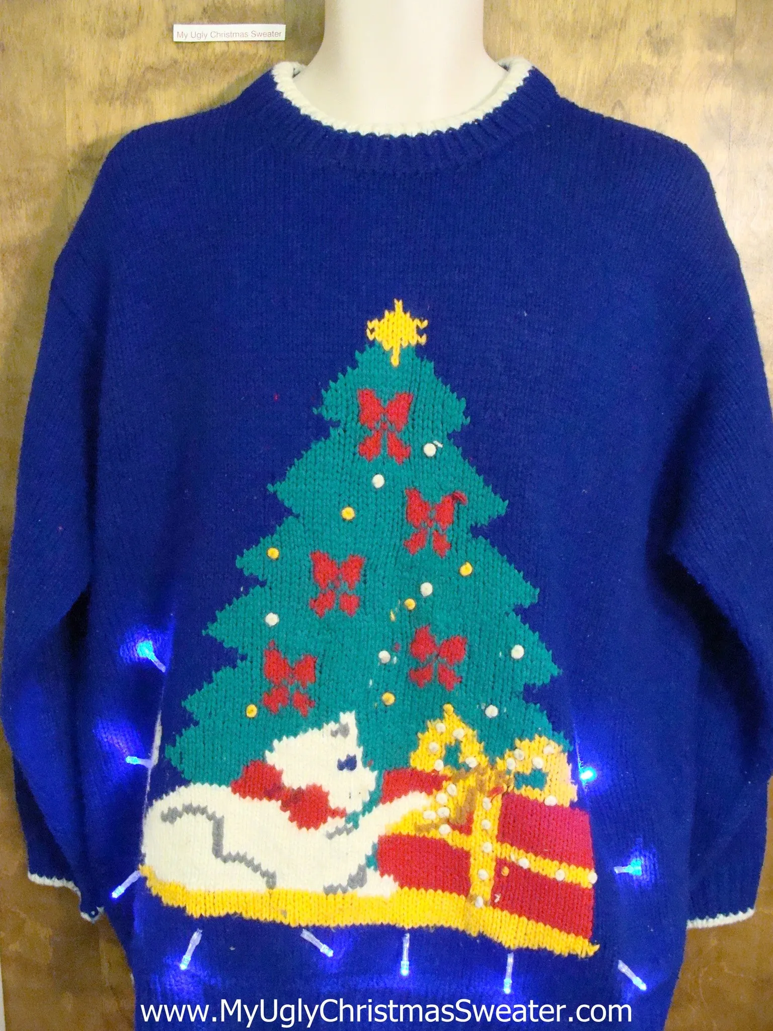 Crazy Cat Lady 80s Best Light Up Ugly Xmas Sweater