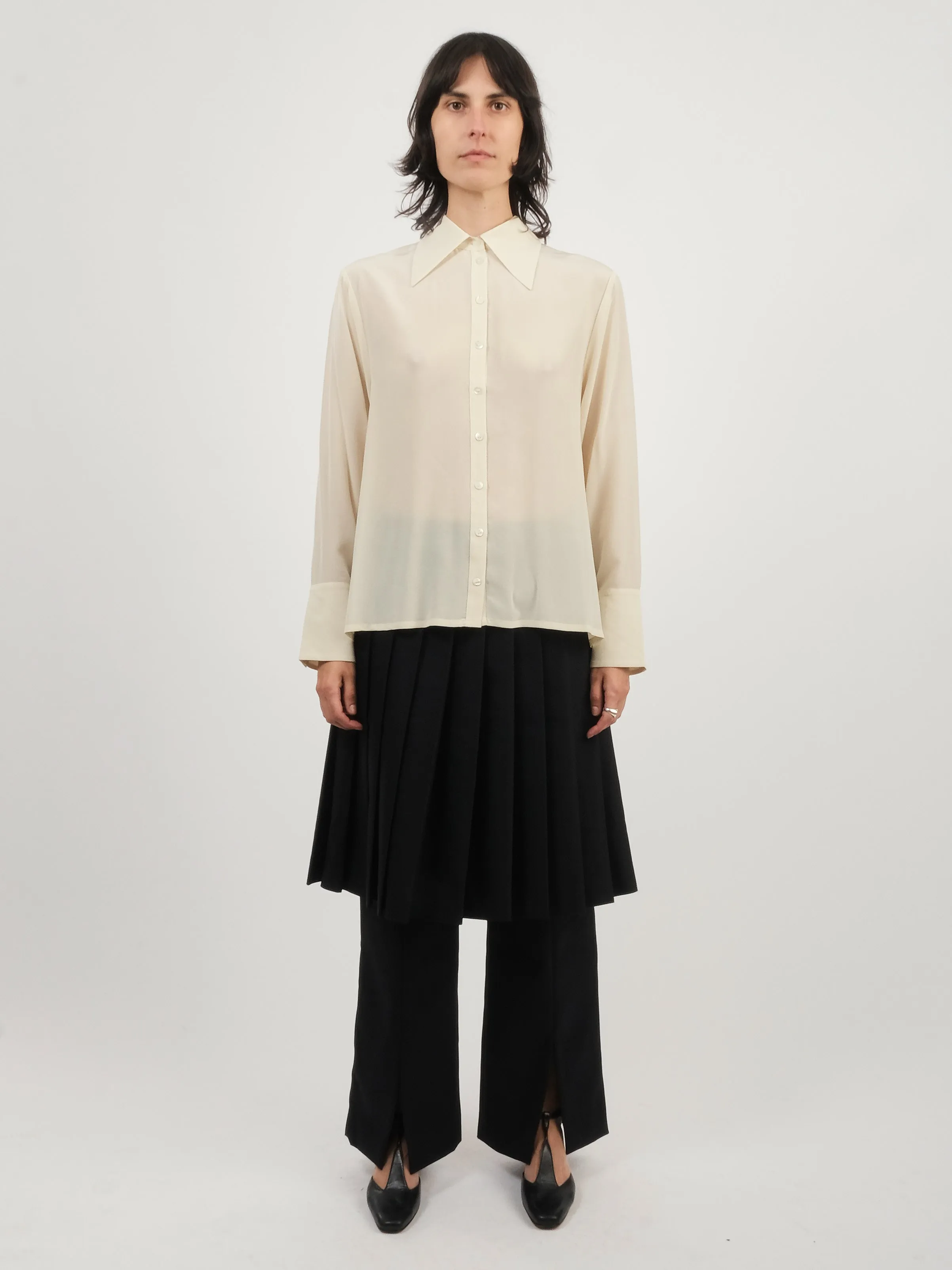 Cream Kerith Solid Button Down Top