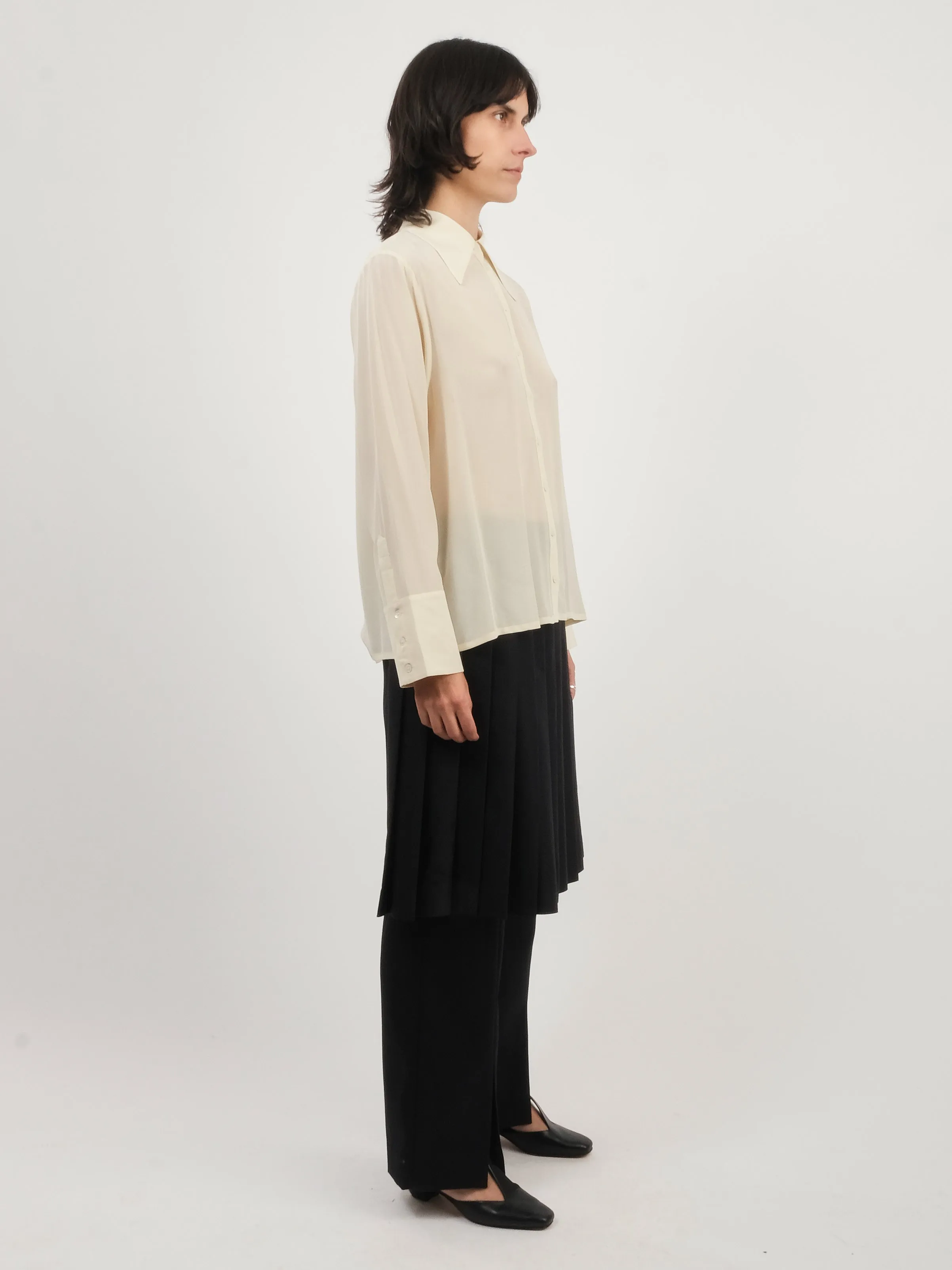 Cream Kerith Solid Button Down Top