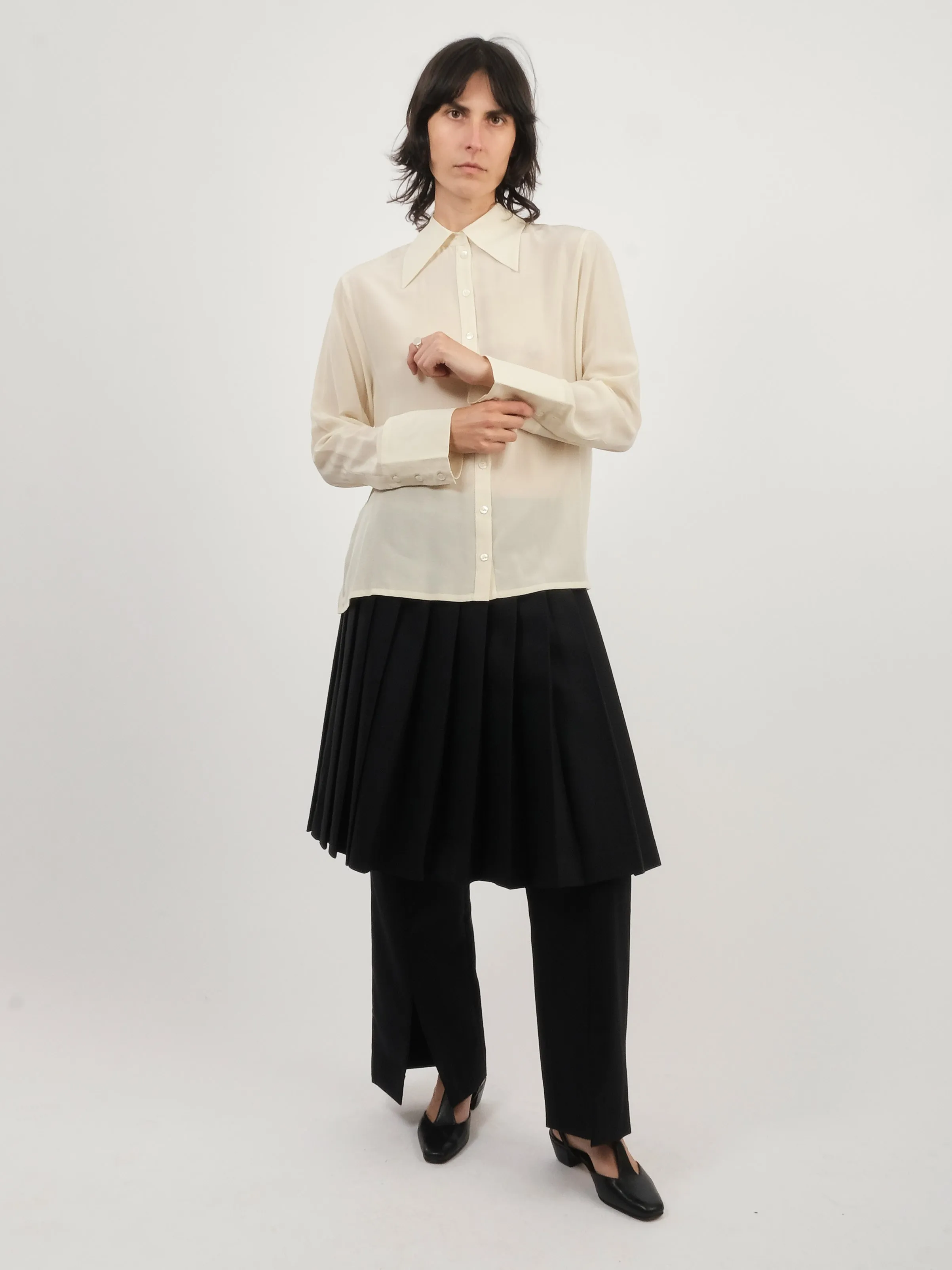 Cream Kerith Solid Button Down Top