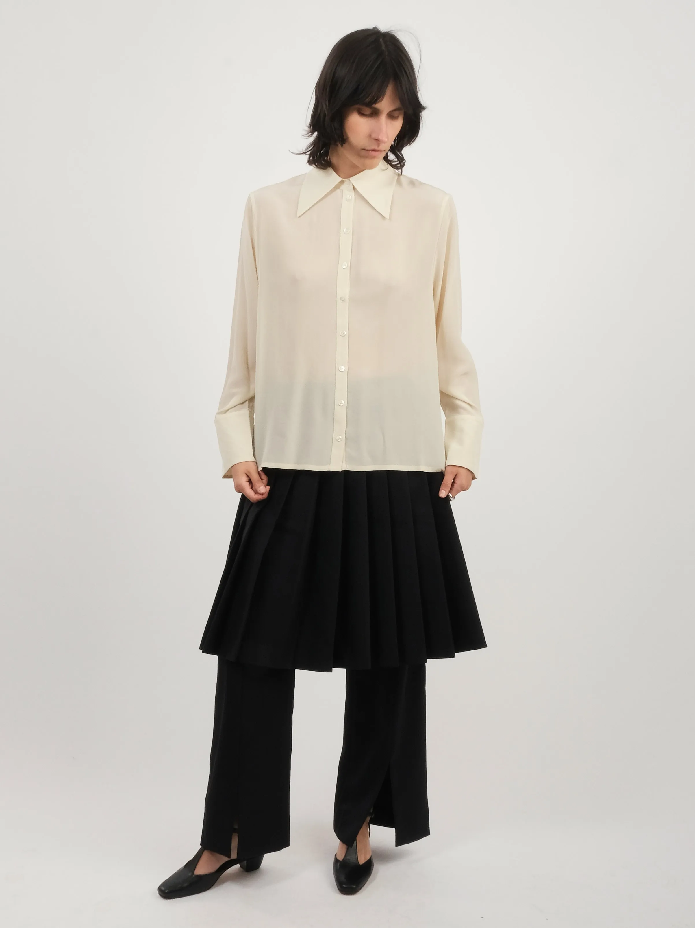 Cream Kerith Solid Button Down Top
