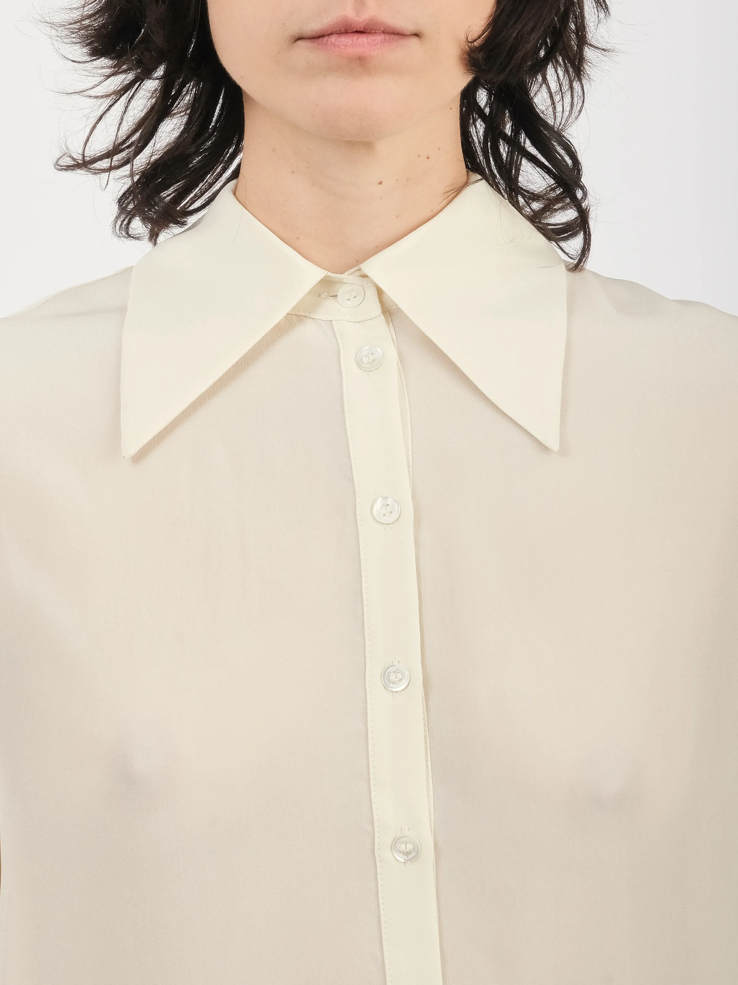 Cream Kerith Solid Button Down Top