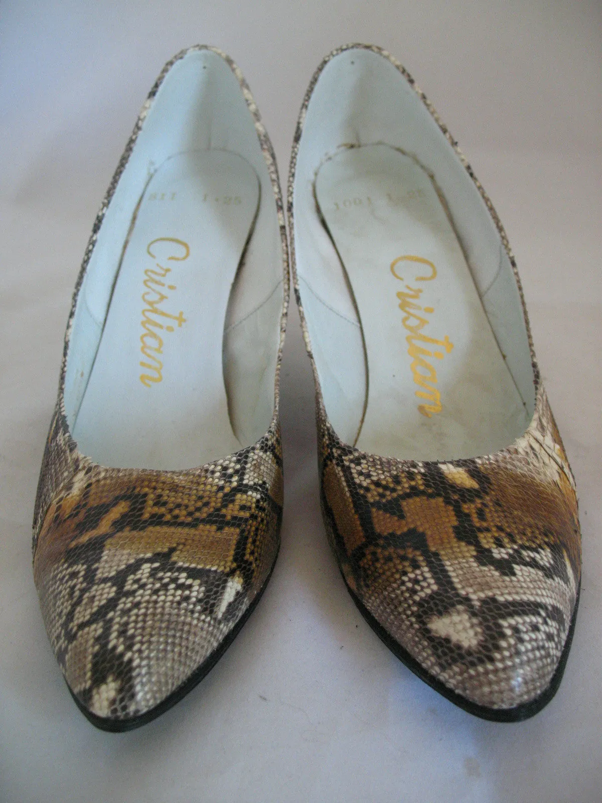 CRISTIAN SNAKE SKIN SNAKESKIN Animal Pattern Leather Womens SHOES Classics High Heels size 5