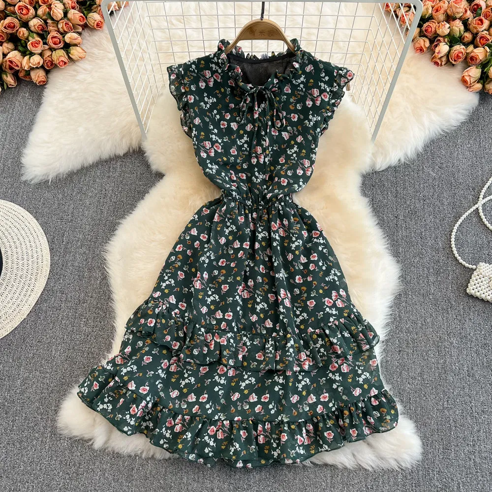 Cute A line floral dress fashion dress     S441