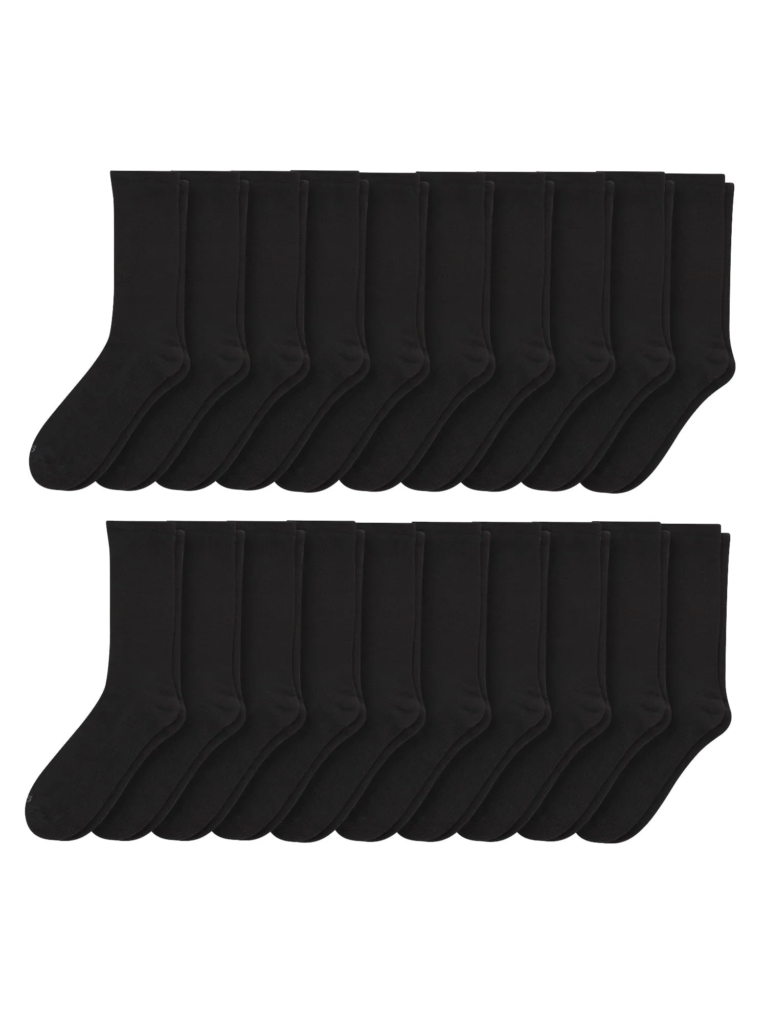 Hanes Men's Moisture-Wicking Crew Socks, 20-Pairs, Sizes 6-12, Black