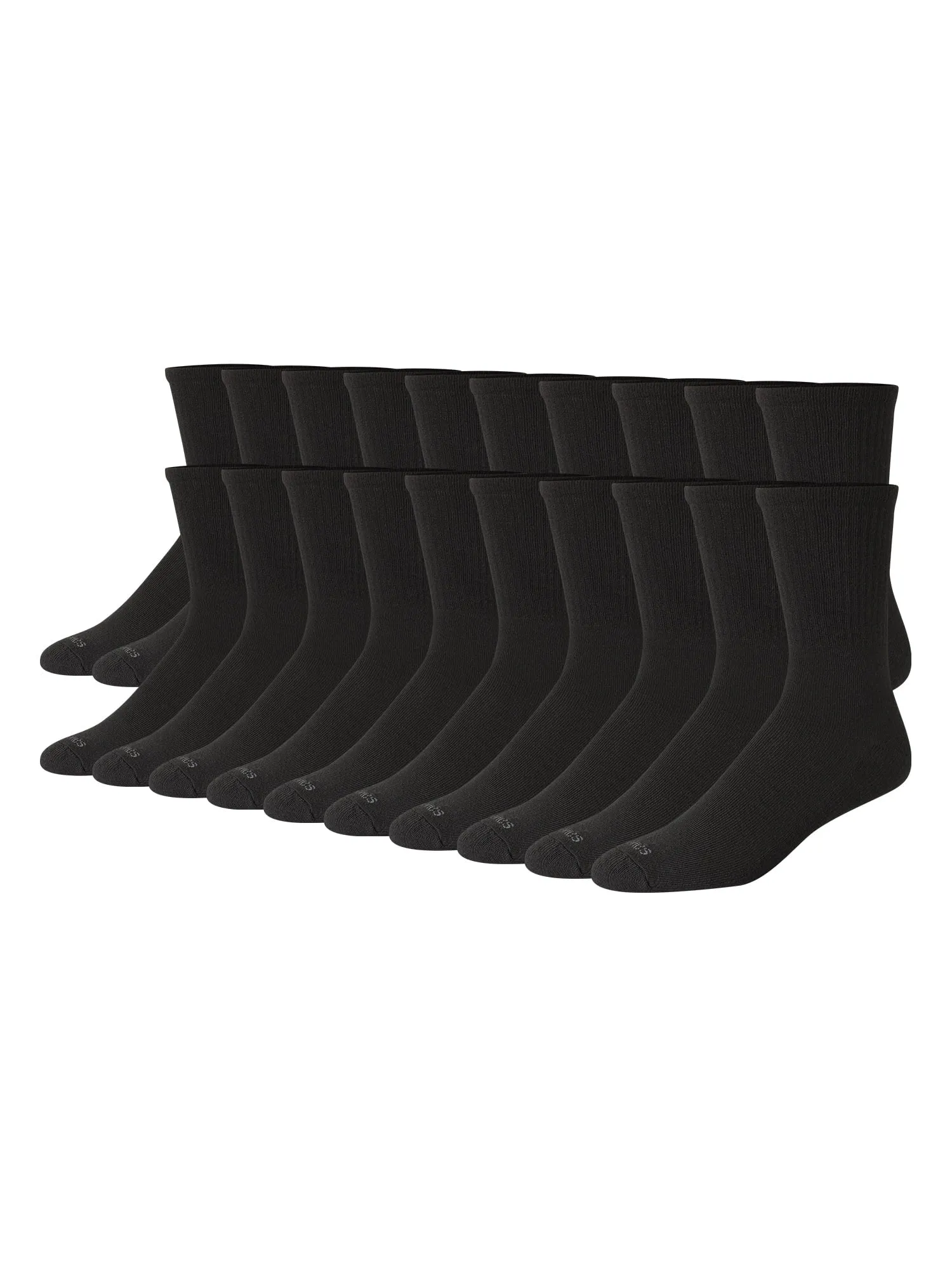 Hanes Men's Moisture-Wicking Crew Socks, 20-Pairs, Sizes 6-12, Black