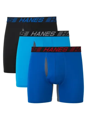 Hanes Men's X-Temp Total Support Pouch Boxer Briefs with Utility Pocket, Moisture-Wicking Underwear Boxer Briefs, Tagless Boxer Briefs, 3-Pack
