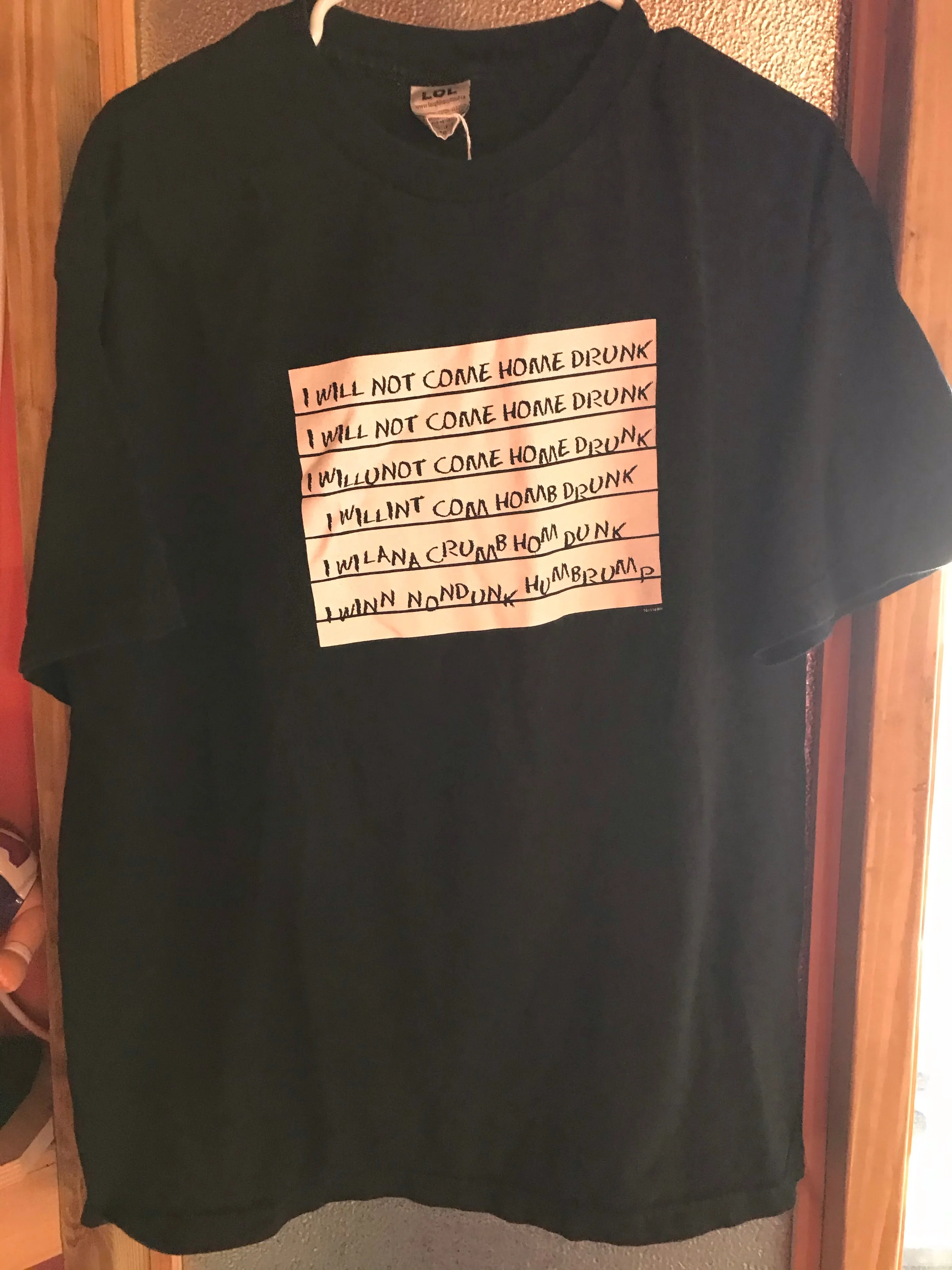 Mens I WILL NOT COME HOME DRUNK Tshirt Short Sleeve Cotton Black XL by LOL