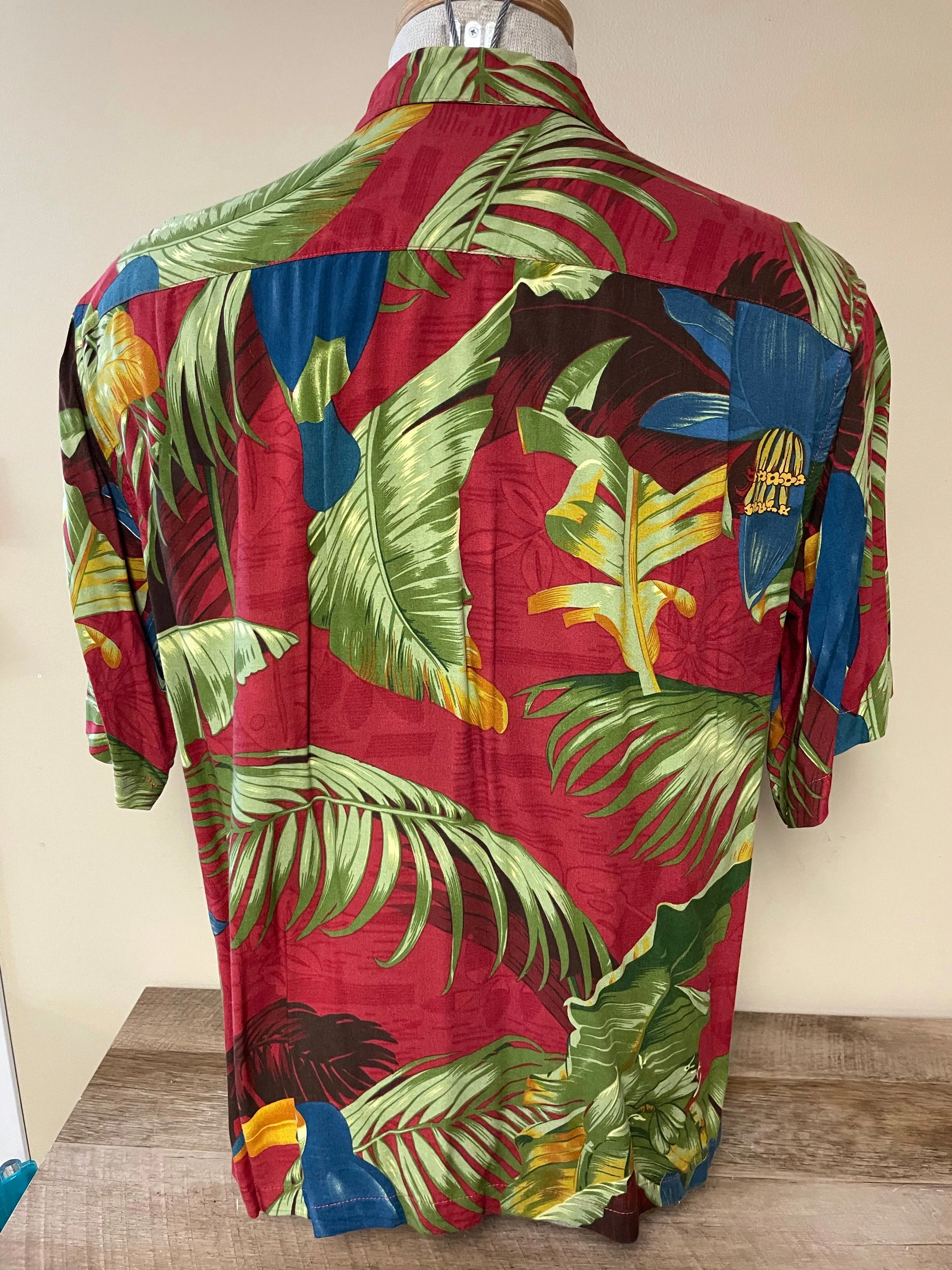 Mens PCI RELAX WEAR Rayon Caribbean Island Camp Medium Palm Tree Parrot Pocket