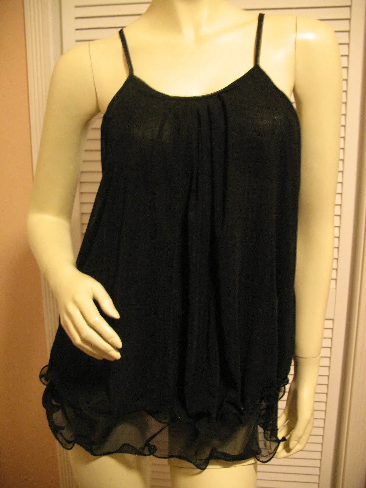 NEW Womens Micro-MESH 2-LAYER LAYERED Sleeveless Spaghetti TANK TOP Blouse Summer Tops Clothes Clothing