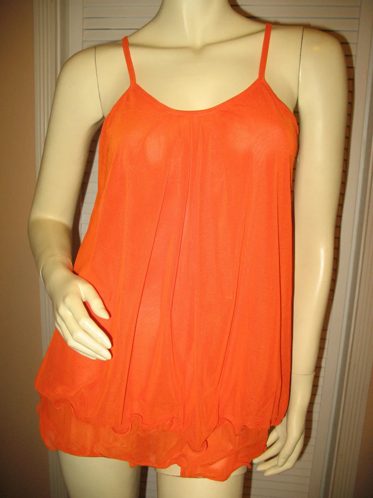 NEW Womens Micro-MESH 2-LAYER LAYERED Sleeveless Spaghetti TANK TOP Blouse Summer Tops Clothes Clothing