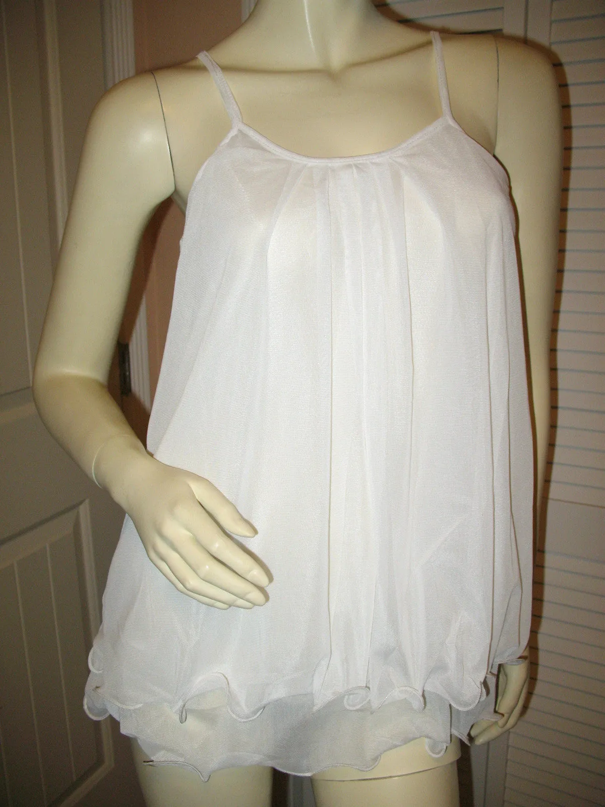 NEW Womens Micro-MESH 2-LAYER LAYERED Sleeveless Spaghetti TANK TOP Blouse Summer Tops Clothes Clothing
