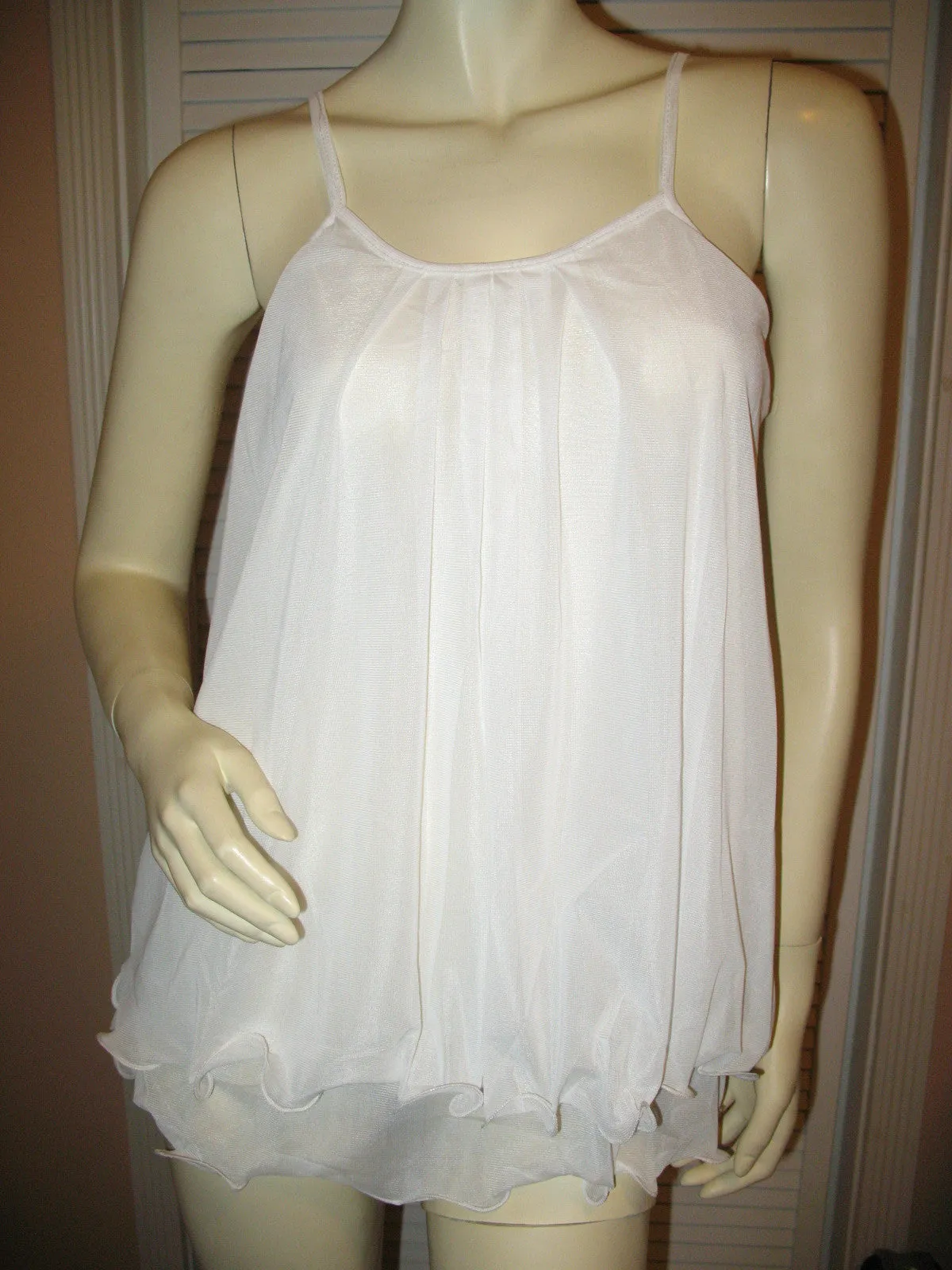NEW Womens Micro-MESH 2-LAYER LAYERED Sleeveless Spaghetti TANK TOP Blouse Summer Tops Clothes Clothing