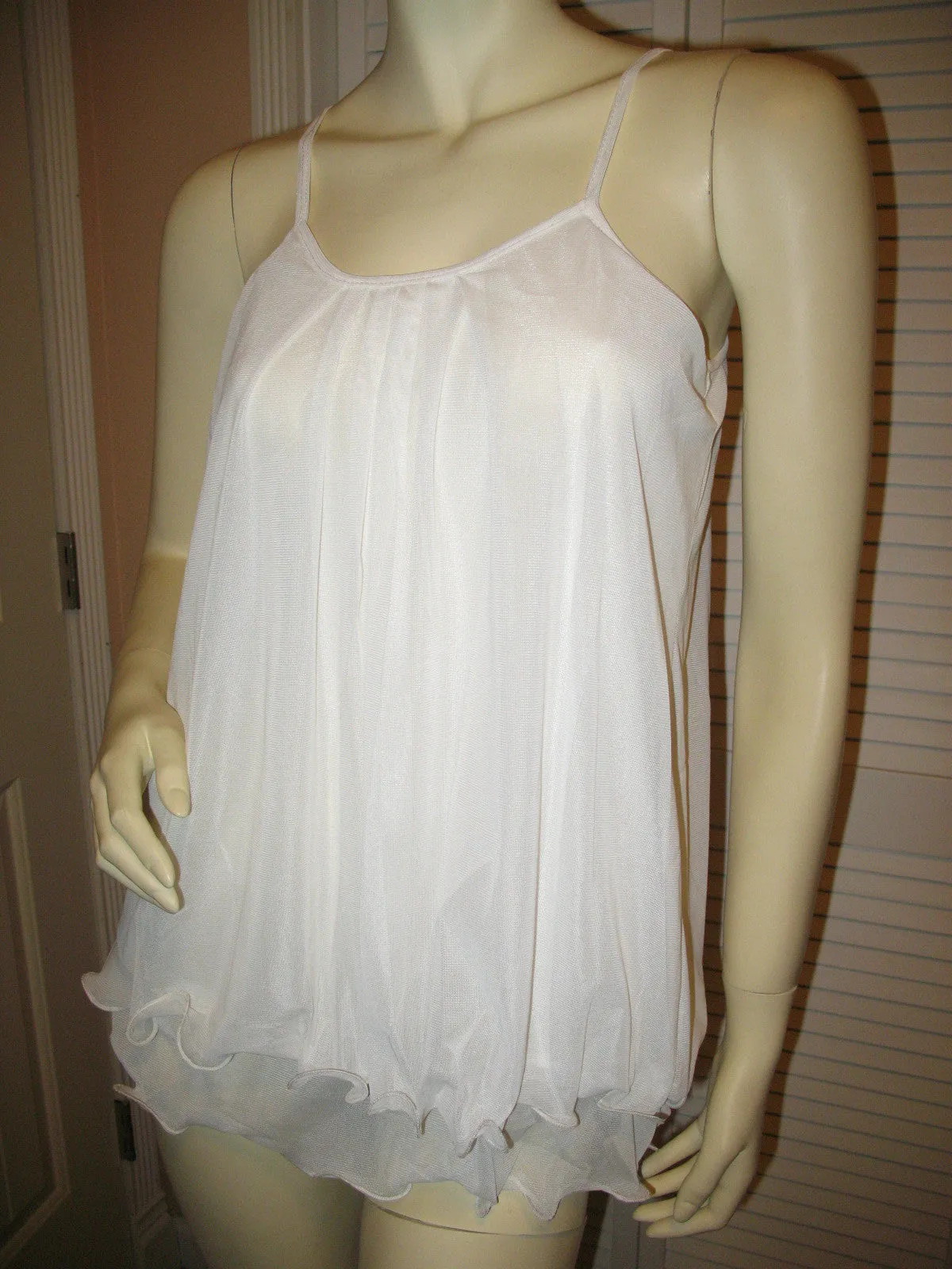 NEW Womens Micro-MESH 2-LAYER LAYERED Sleeveless Spaghetti TANK TOP Blouse Summer Tops Clothes Clothing