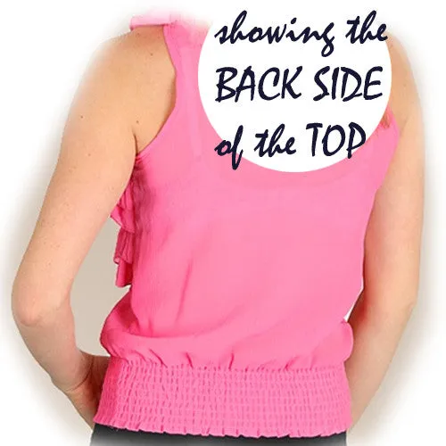NEW Womens PINK Ruffle Ruffled Sleeveless TOP Blouse Layer Layered Chest Summer Tops Clothes Clothing