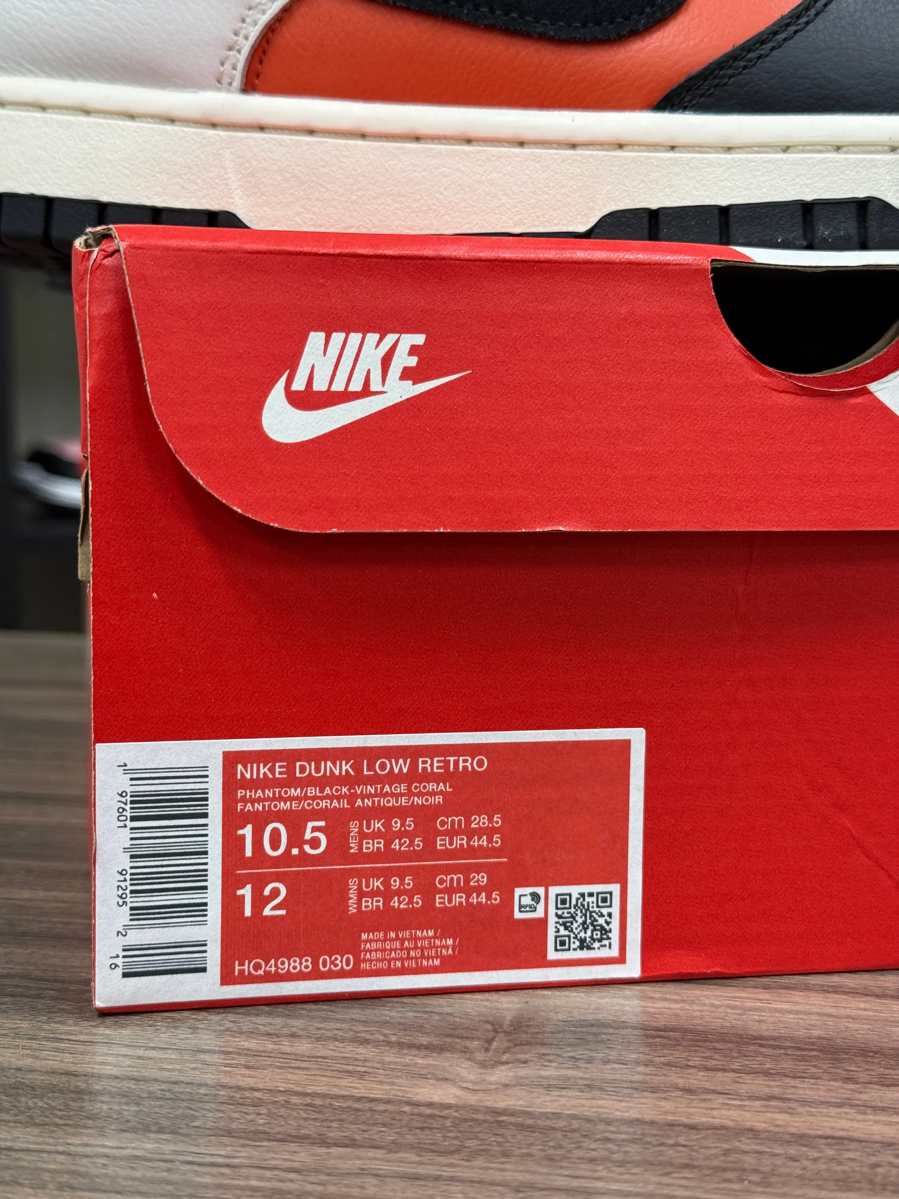 Nike Dunk Low Black/Orange/Cream Sz 10.5