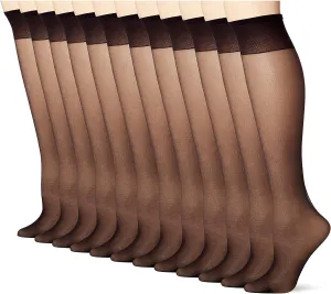 No Nonsense womens Sheer Knee Highs 12 Pair Pack