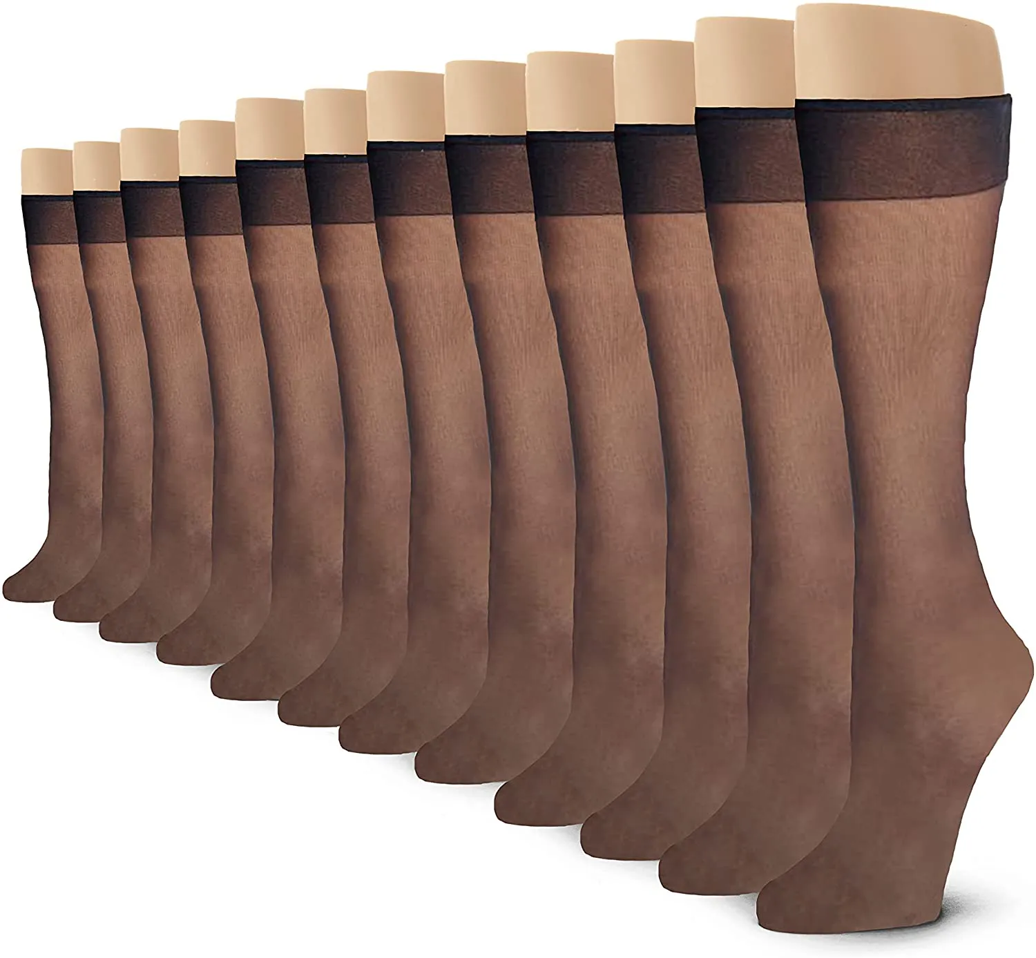 No Nonsense womens Sheer Knee Highs 12 Pair Pack