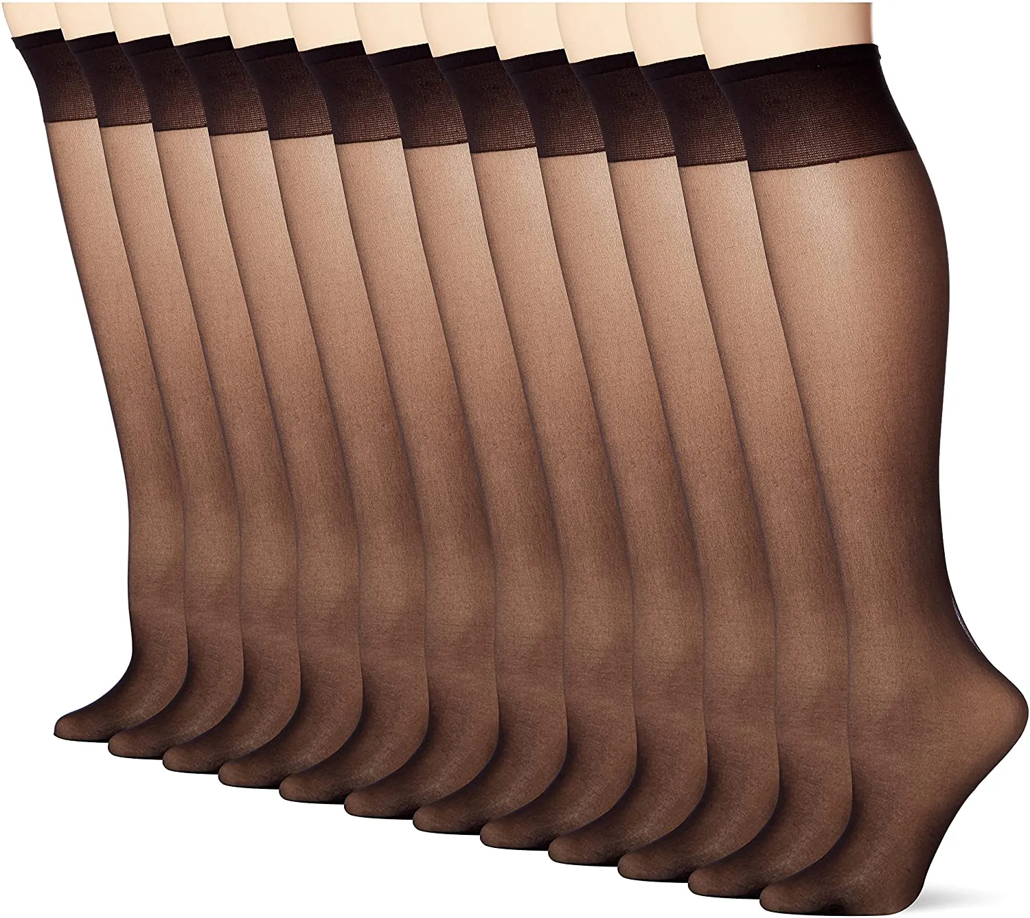 No Nonsense womens Sheer Knee Highs 12 Pair Pack