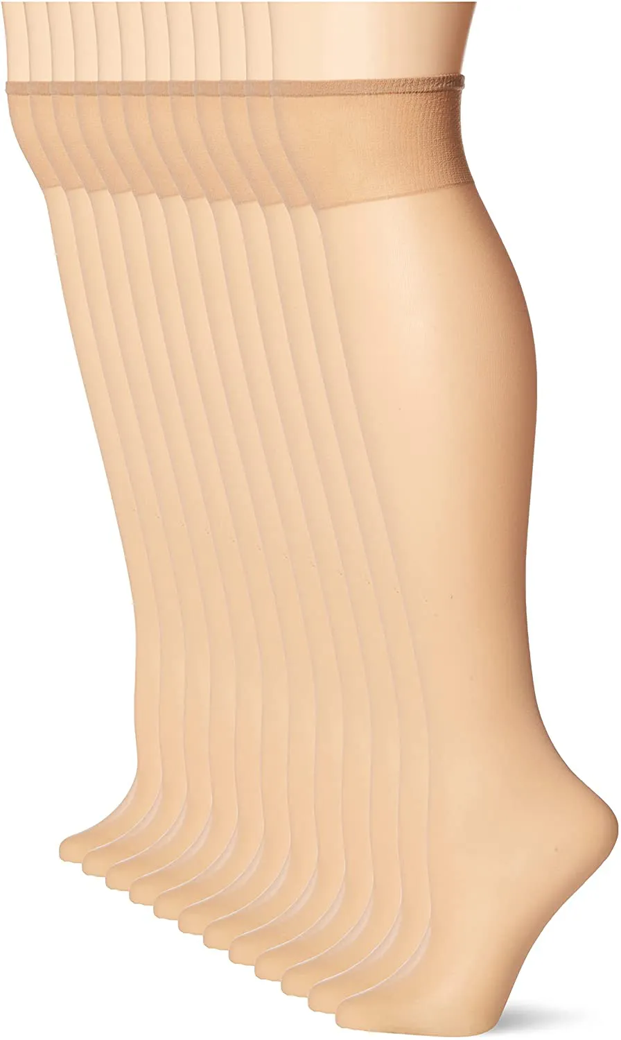 No Nonsense womens Sheer Knee Highs 12 Pair Pack