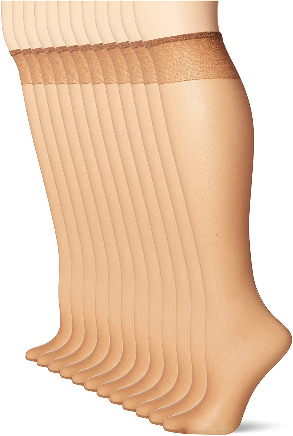 No Nonsense womens Sheer Knee Highs 12 Pair Pack