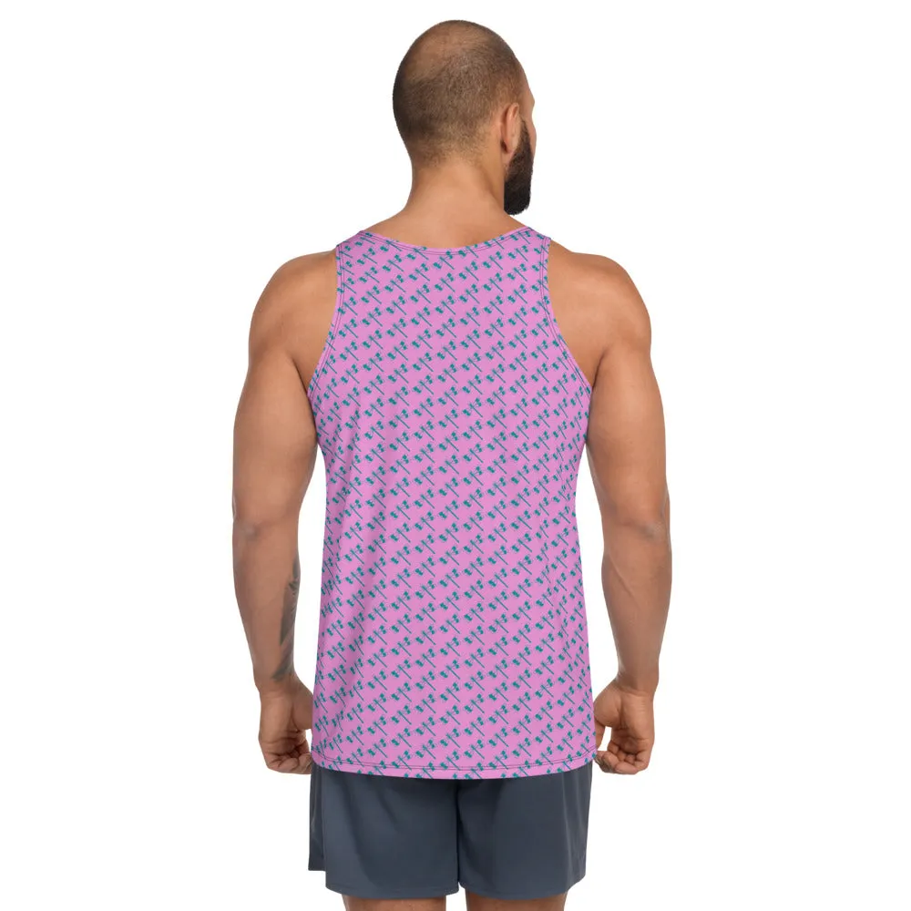 Pink Dragonfly Unisex Tank Top, Best Men's or Women's Designer Premium Tank Top-Made in USA/EU/MX