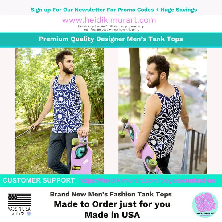 Red Chevron Unisex Tank Top, Retro Style Chevron Pattern Men's Tank Top- Made in USA/EU/MX