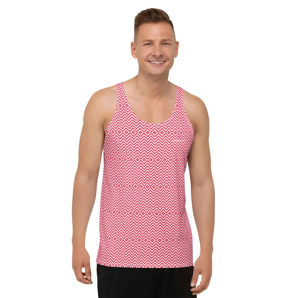 Red Chevron Unisex Tank Top, Retro Style Chevron Pattern Men's Tank Top- Made in USA/EU/MX