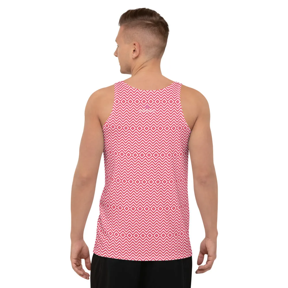 Red Chevron Unisex Tank Top, Retro Style Chevron Pattern Men's Tank Top- Made in USA/EU/MX