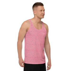 Red Chevron Unisex Tank Top, Retro Style Chevron Pattern Men's Tank Top- Made in USA/EU/MX