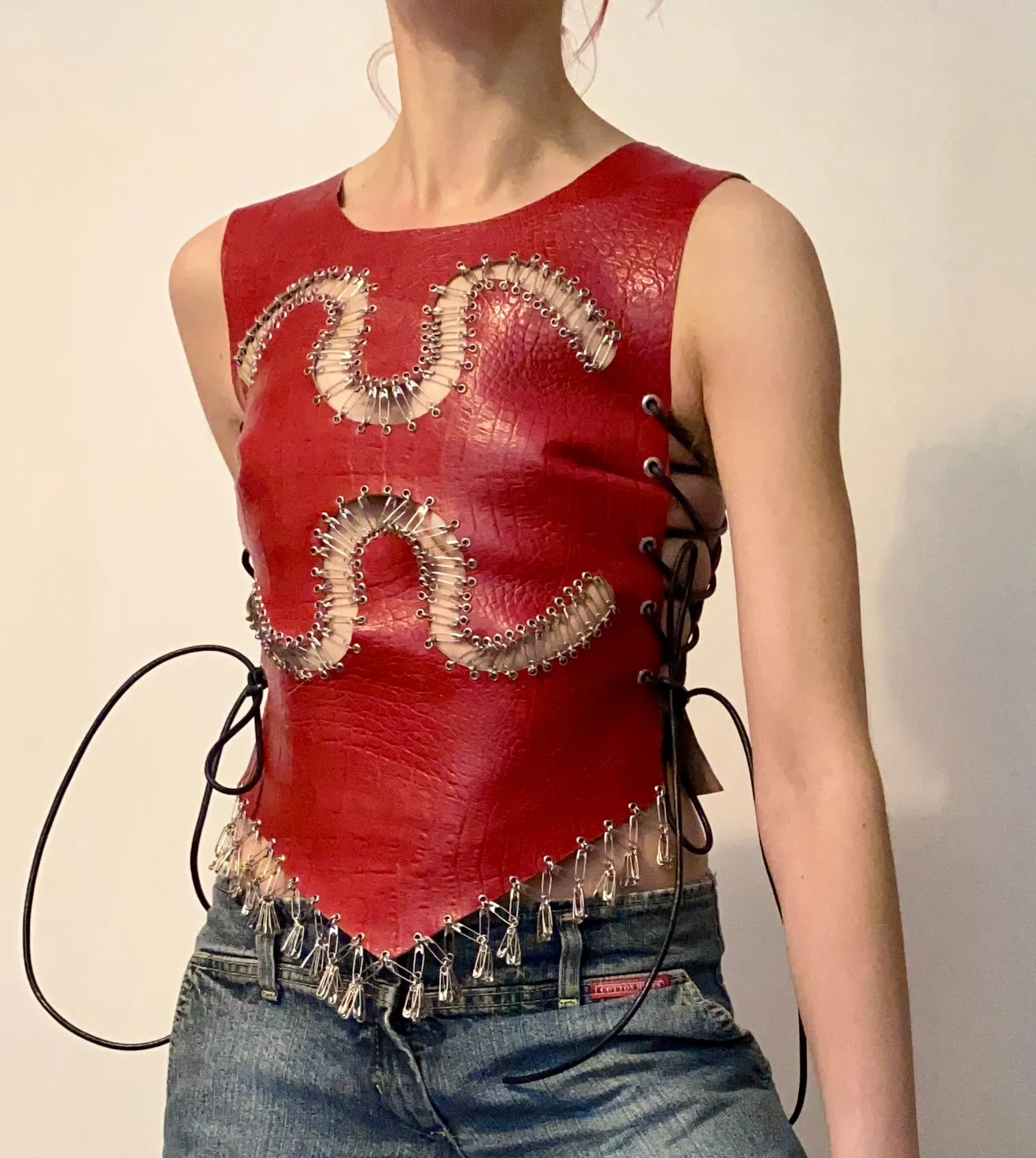 Red Reptile Tassel Corset