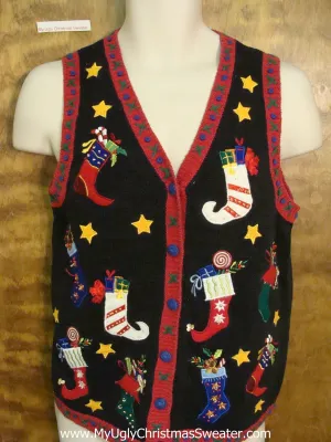 Scary Pointy Stockings Ugly Christmas Sweater Vest