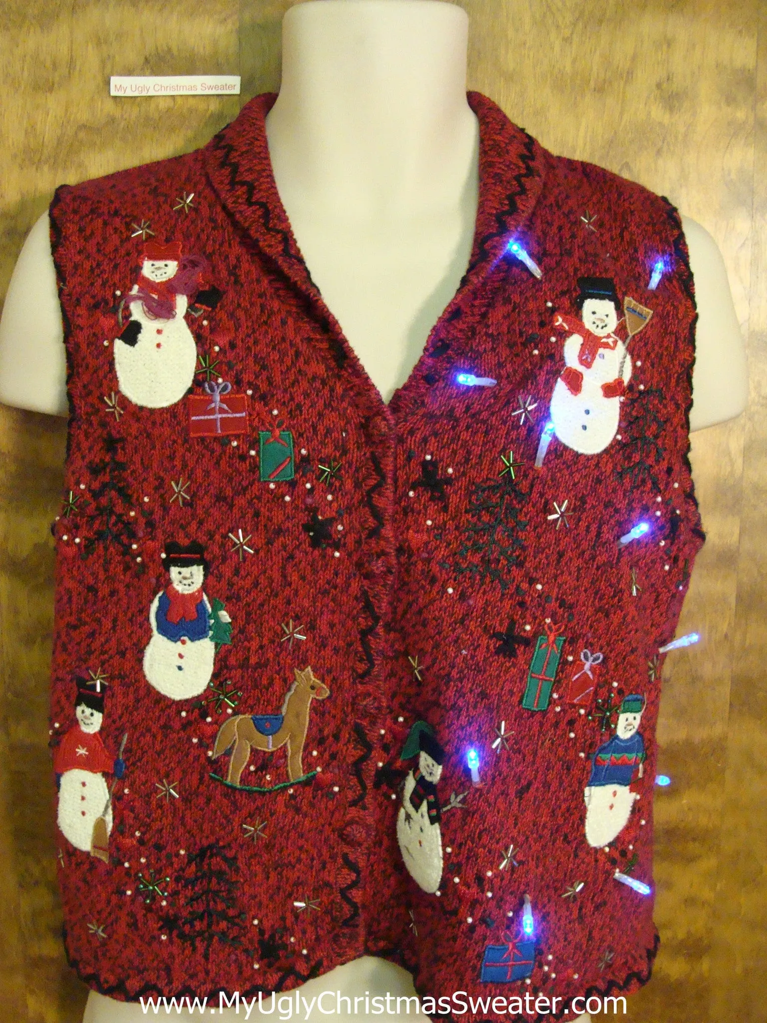 Snowman Party Light Up Ugly Xmas Sweater Vest