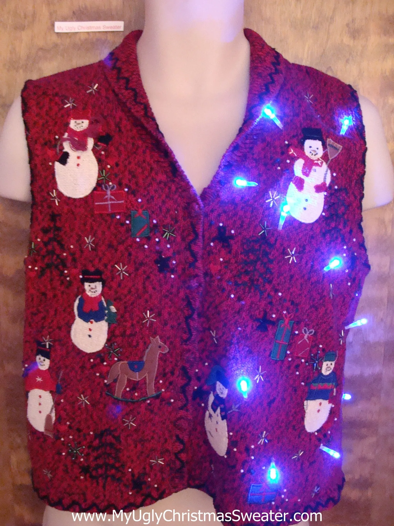 Snowman Party Light Up Ugly Xmas Sweater Vest