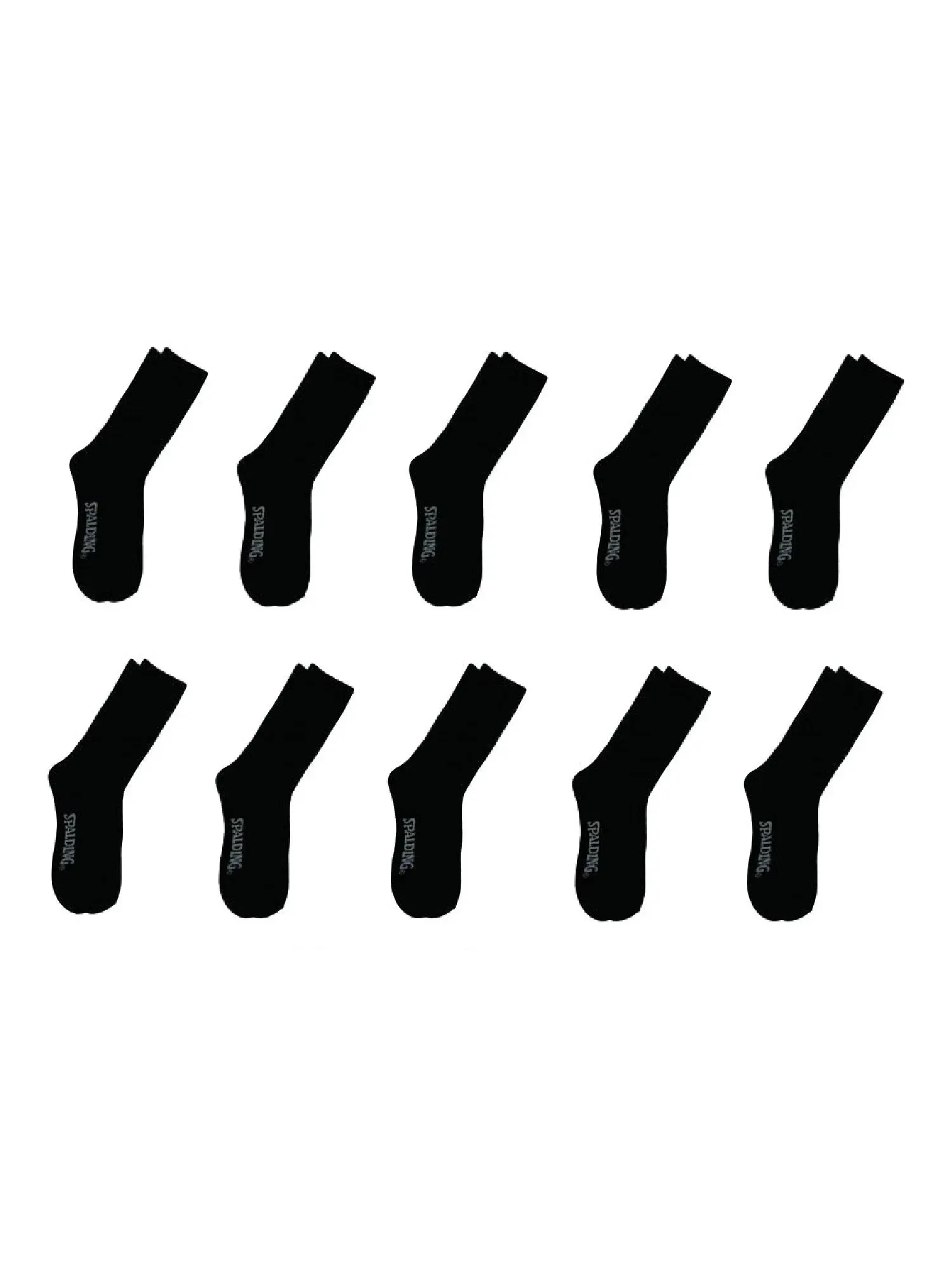 Spalding Men's Black Work Crew Socks, 10-Pack, Sizes 6.5-12