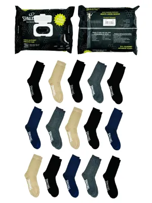 Spalding Men's Neutral Casual Crew Socks, 15-Pack, Sizes 6.5-12