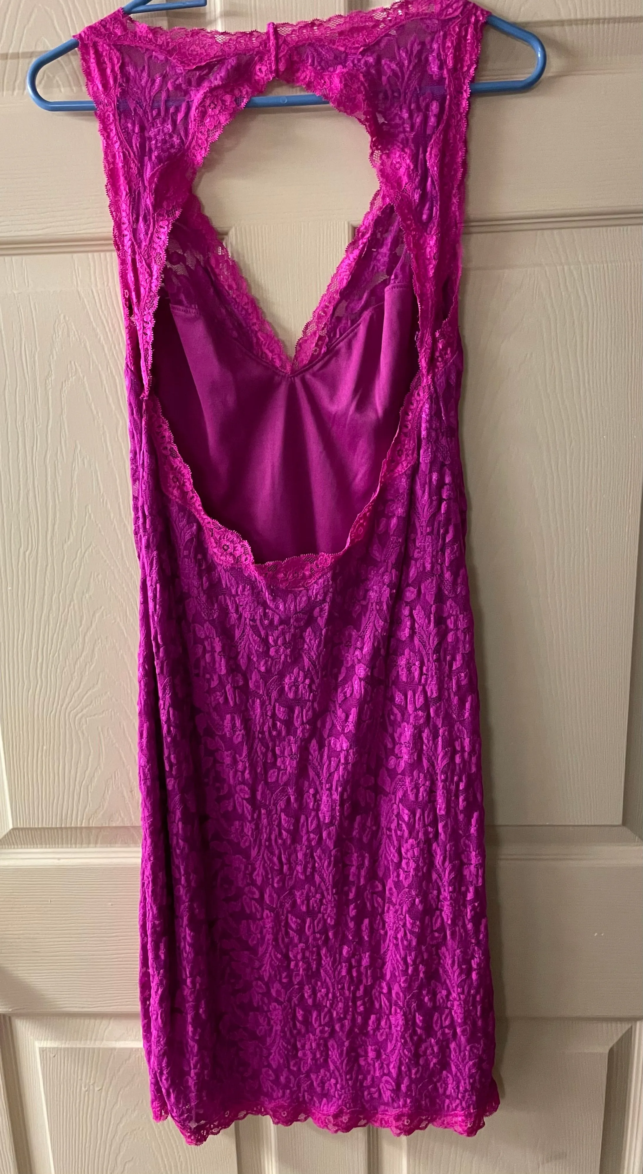 Womens Juniors Large Fuschia Lace Halter Dress