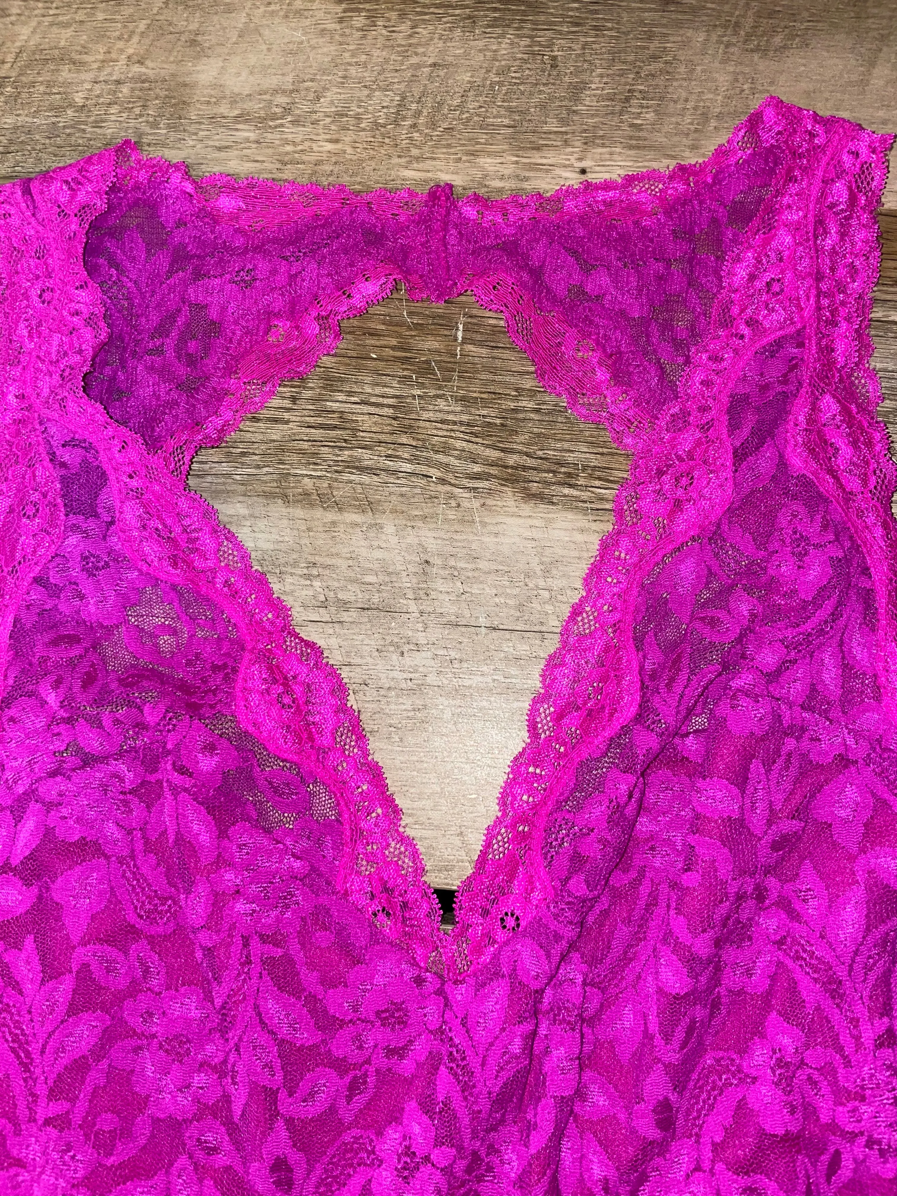 Womens Juniors Large Fuschia Lace Halter Dress